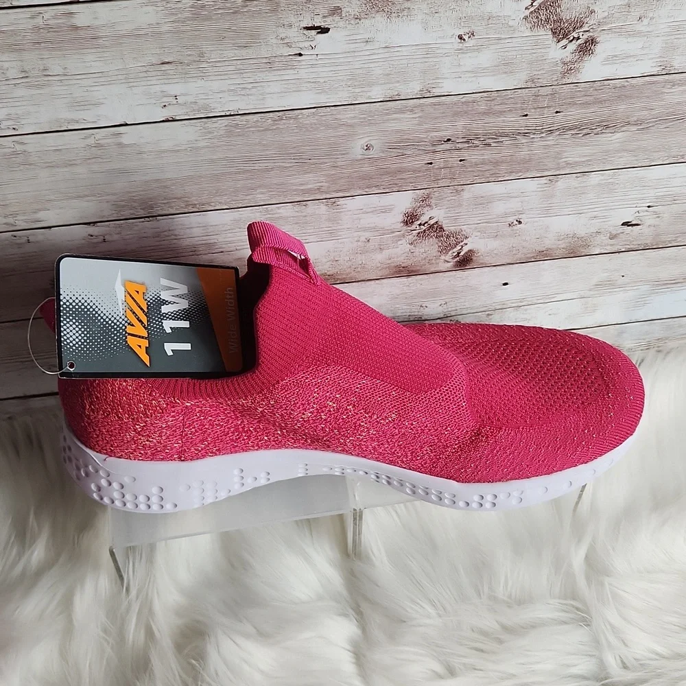 NWT, Avia, women's slip-on sneakers, Size 11W. Bright Pink w Orange - Picture 5 of 7